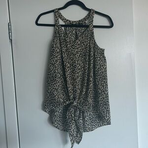 Small Doe & Rae Animal Print Tie Front Top